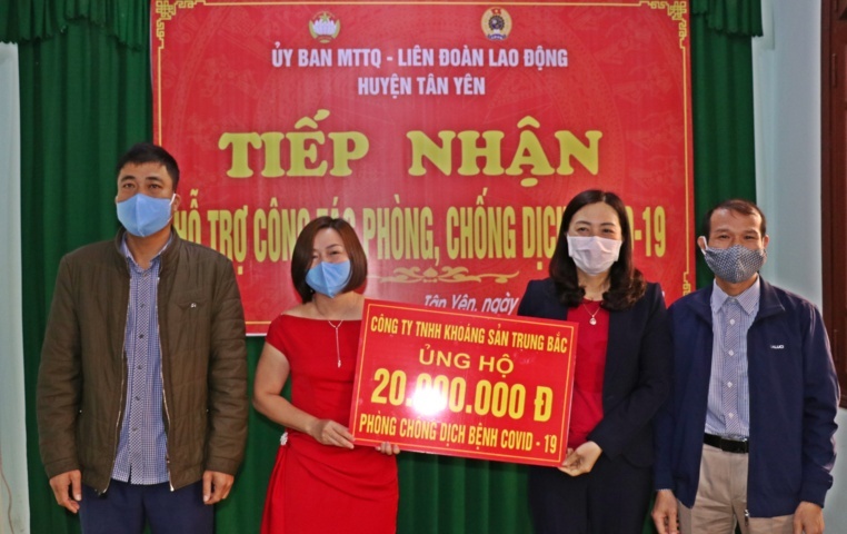 Công ty TNHH Khoáng  sản Trung Bắc ủng hộp 20 triệu phòng chống dịch covid 19.